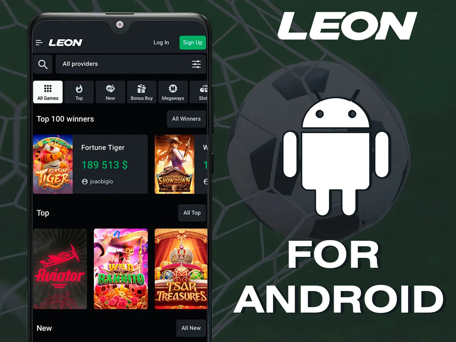 The LeonBet app for Android: online casino and sports betting in your smartphone.