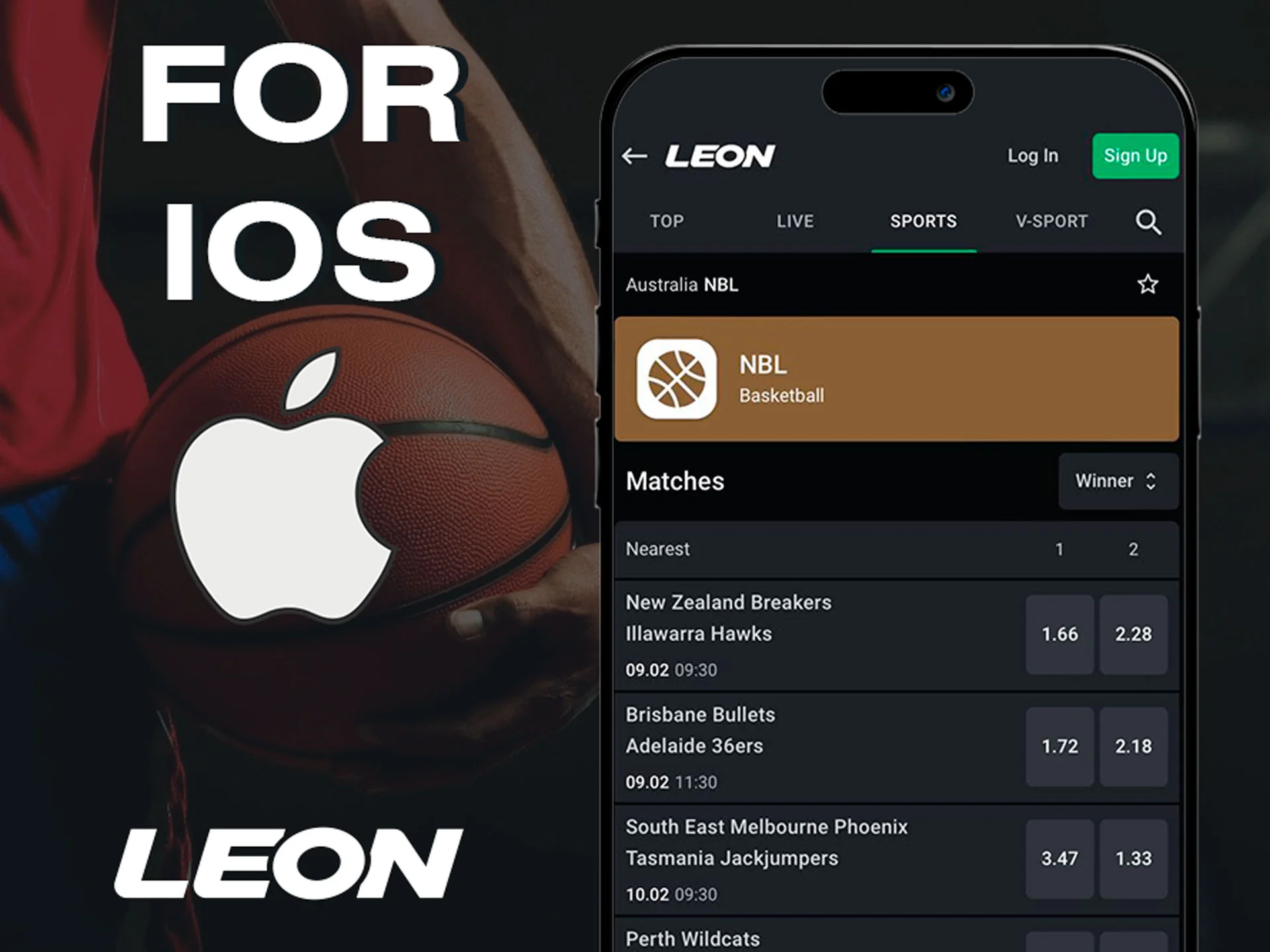 Download the LeonBet app for iOS and enjoy the game.