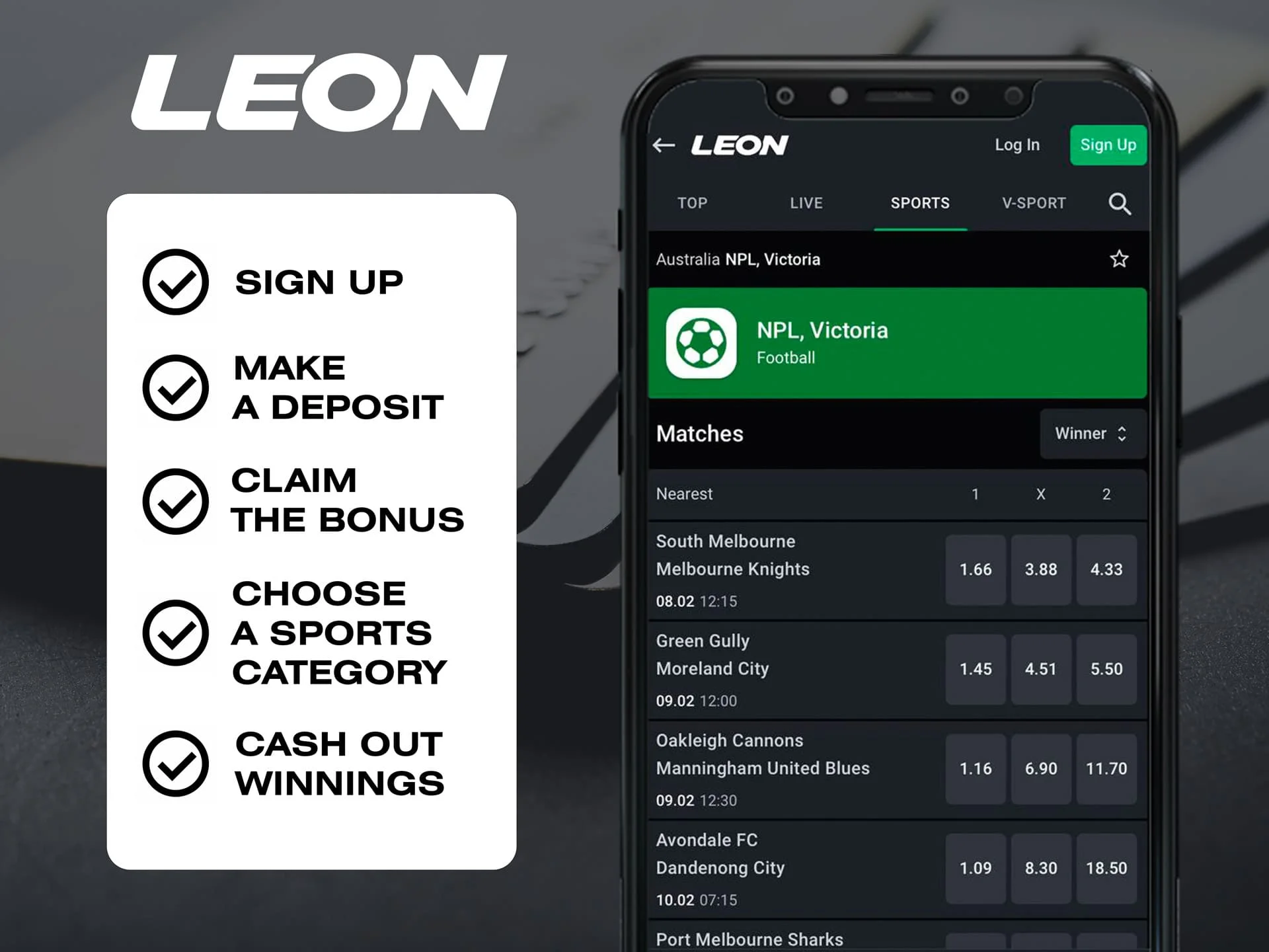 Read the instructions and follow all the steps to start betting on LeonBet.