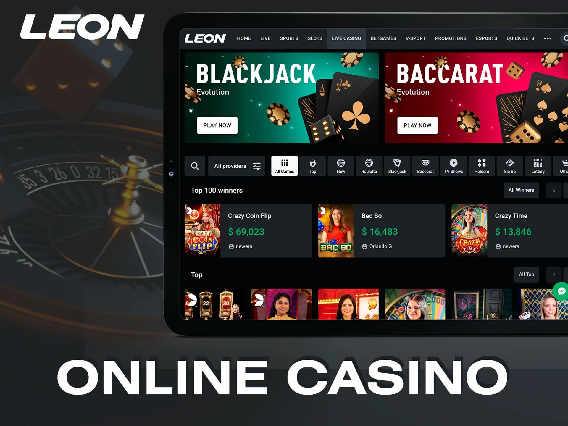 Check out the large number of LeonBet casino games and choose your favorite.