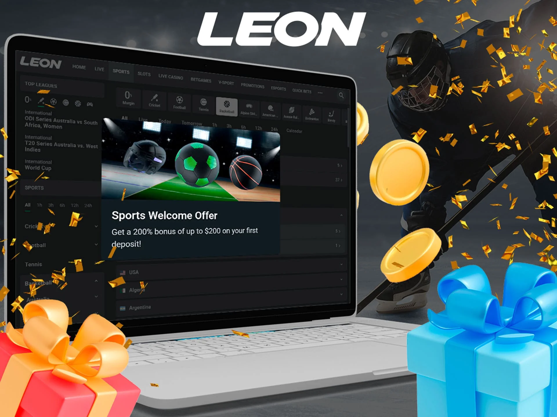 For sports betting fans LeonBet has prepared a 200% bonus on the first deposit.