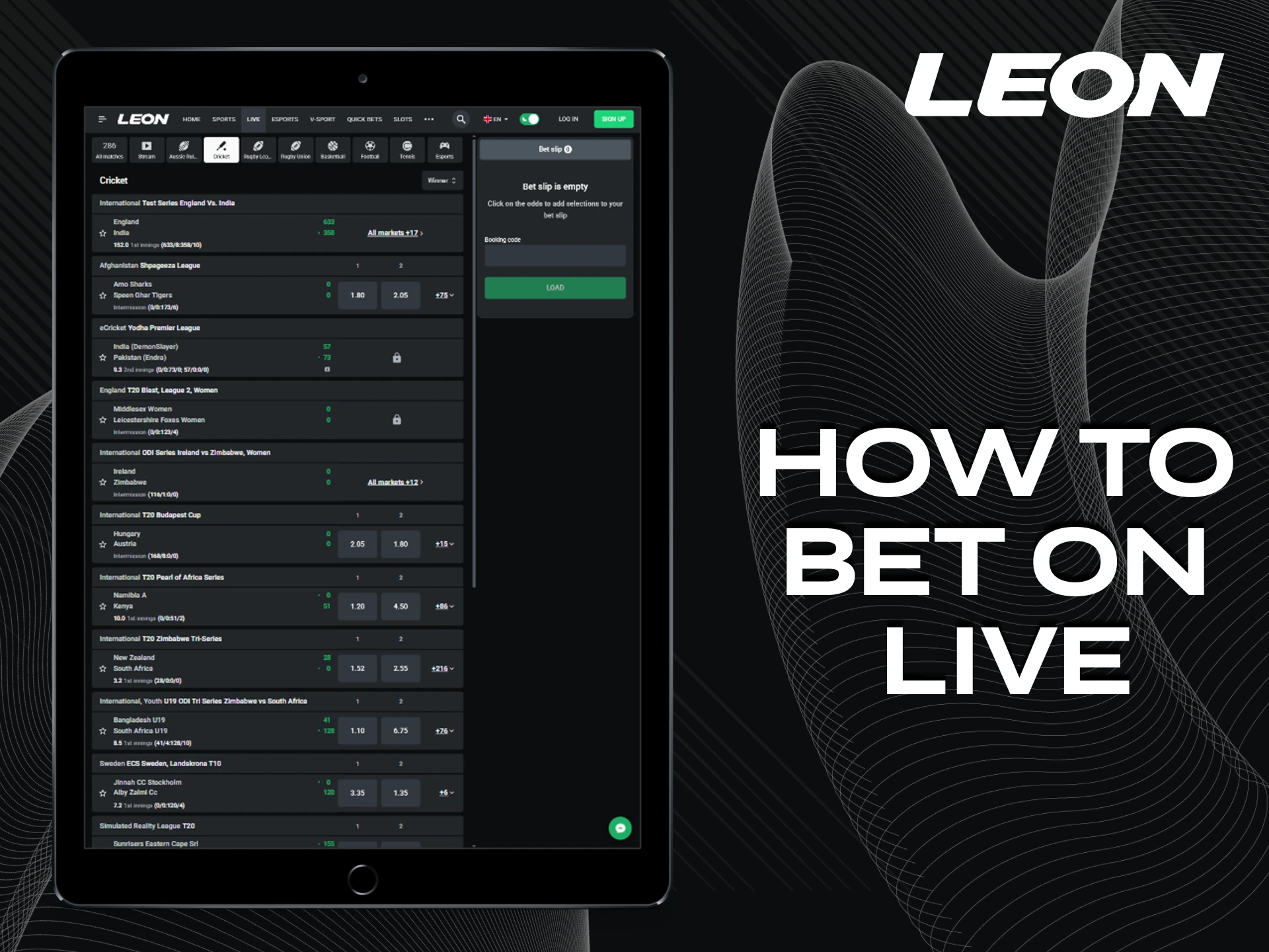 Visit the live events section for cricket betting with Leonbet.