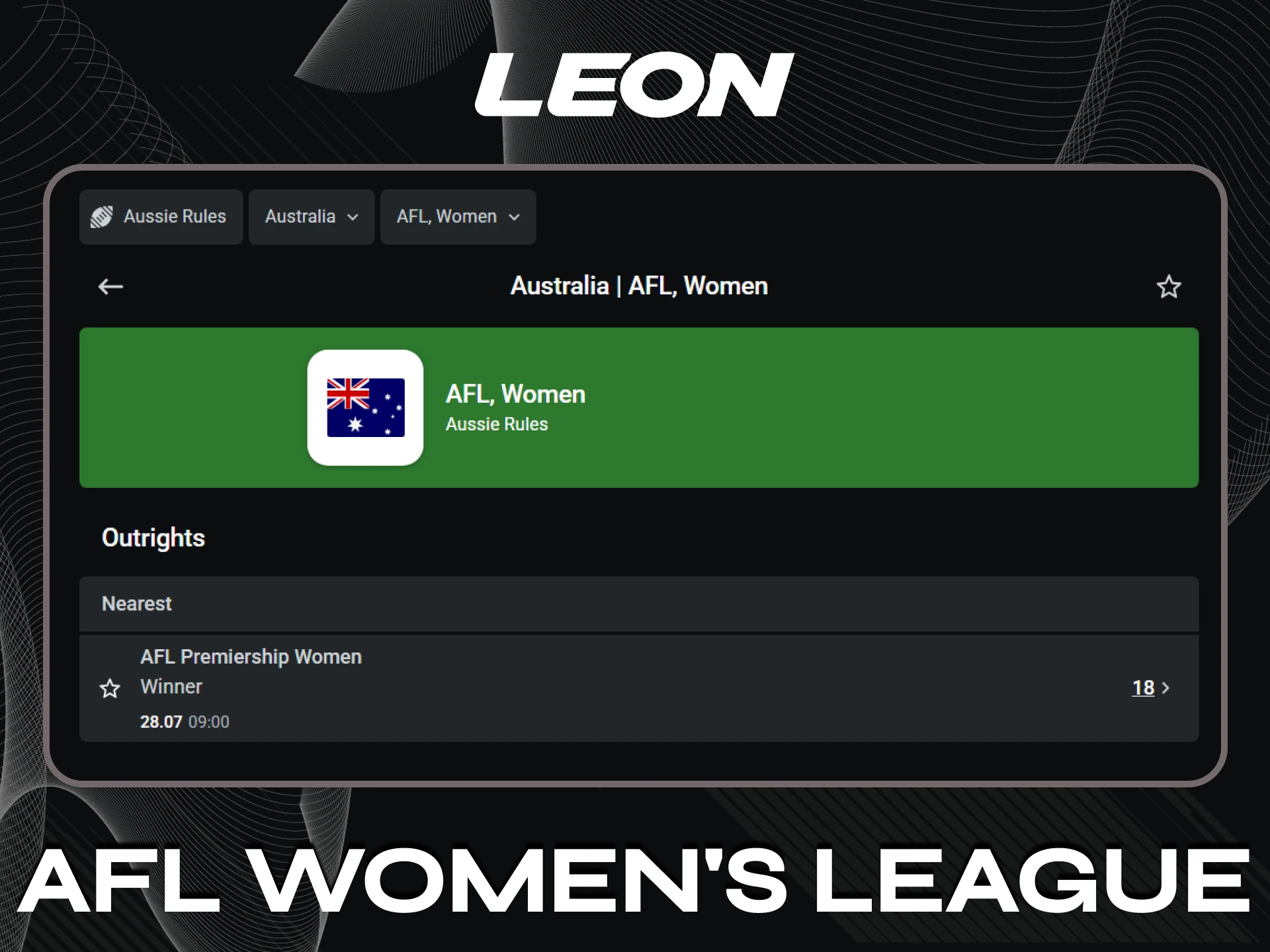 Watch the AFL Women's events from Leonbet.