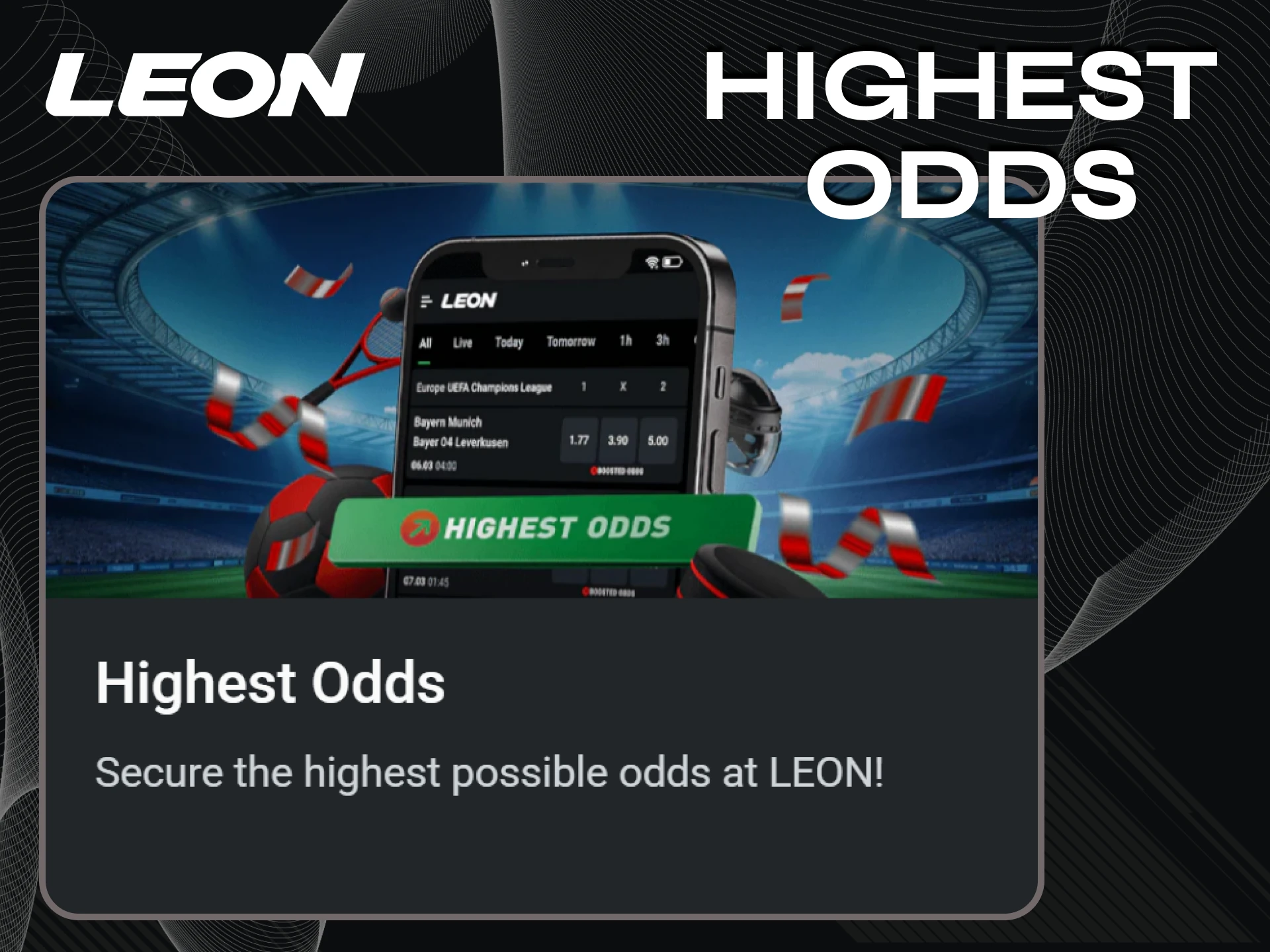 Get a bonus for increased odds on Leonbet.