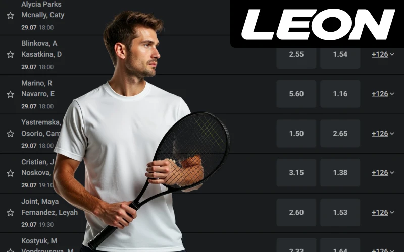 Easily bet on tennis matches at LeonBet and stay updated with live in-play options.